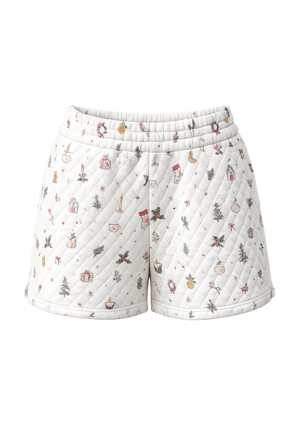 A Cottage Christmas Icons Quilted Shorts