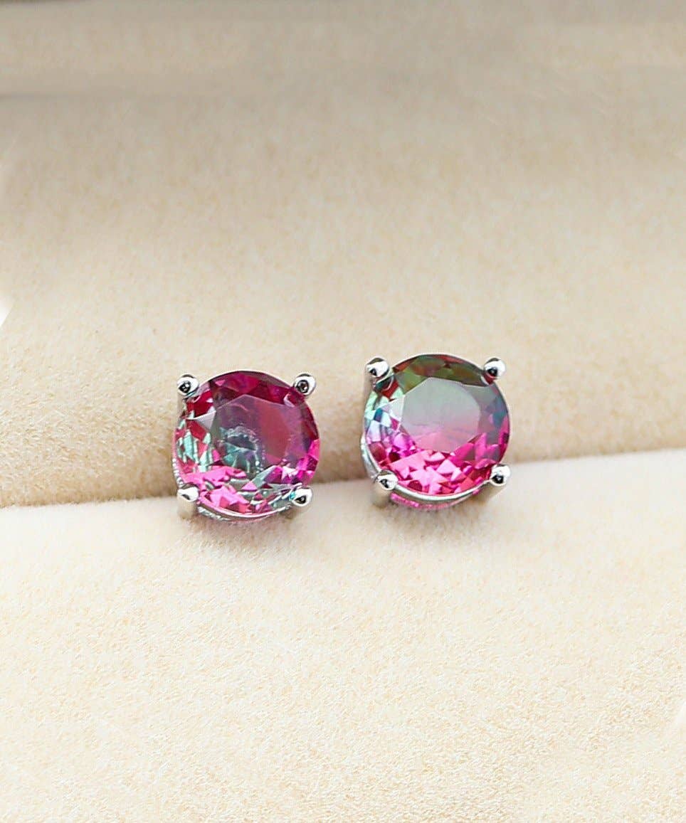 1.25ct Bi-Color Round Cut Stud Earrings with Crystals