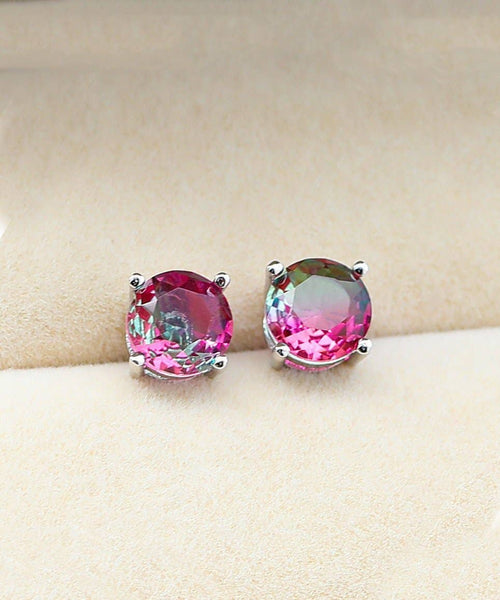 1.25ct Bi-Color Round Cut Stud Earrings with Crystals