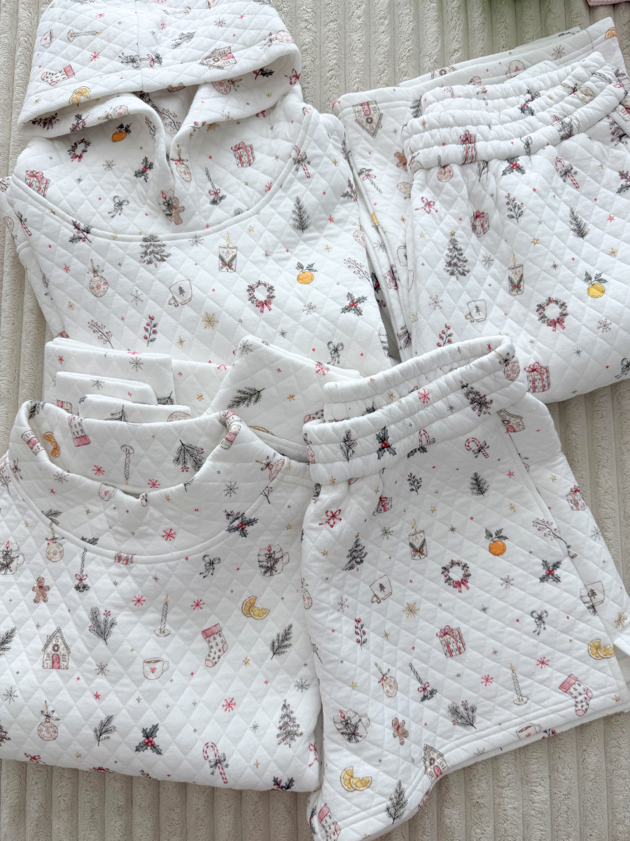 A Cottage Christmas Icons Quilted Shorts