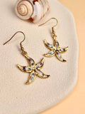 Mother-of-pearl starfish earrings in gold stainless steel