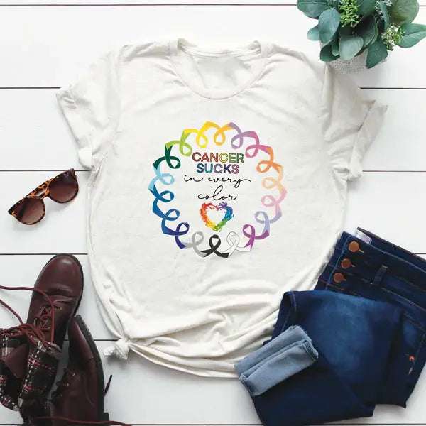 Cancer Sucks In Every Color Short Sleeve