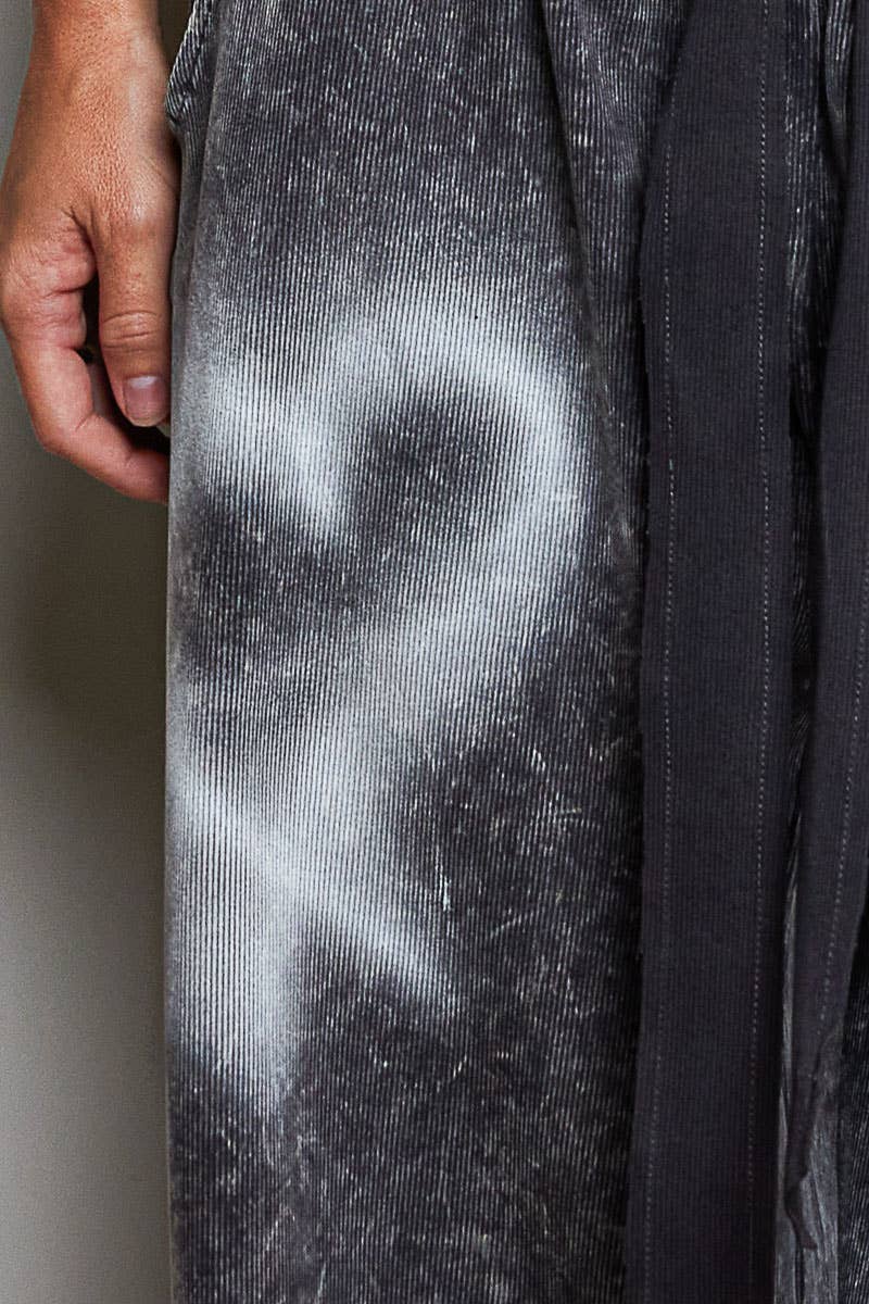 Elasticized Waistband Drawstring Ribbed Knit Wide Leg Pants