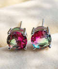 1.25ct Bi-Color Round Cut Stud Earrings with Crystals