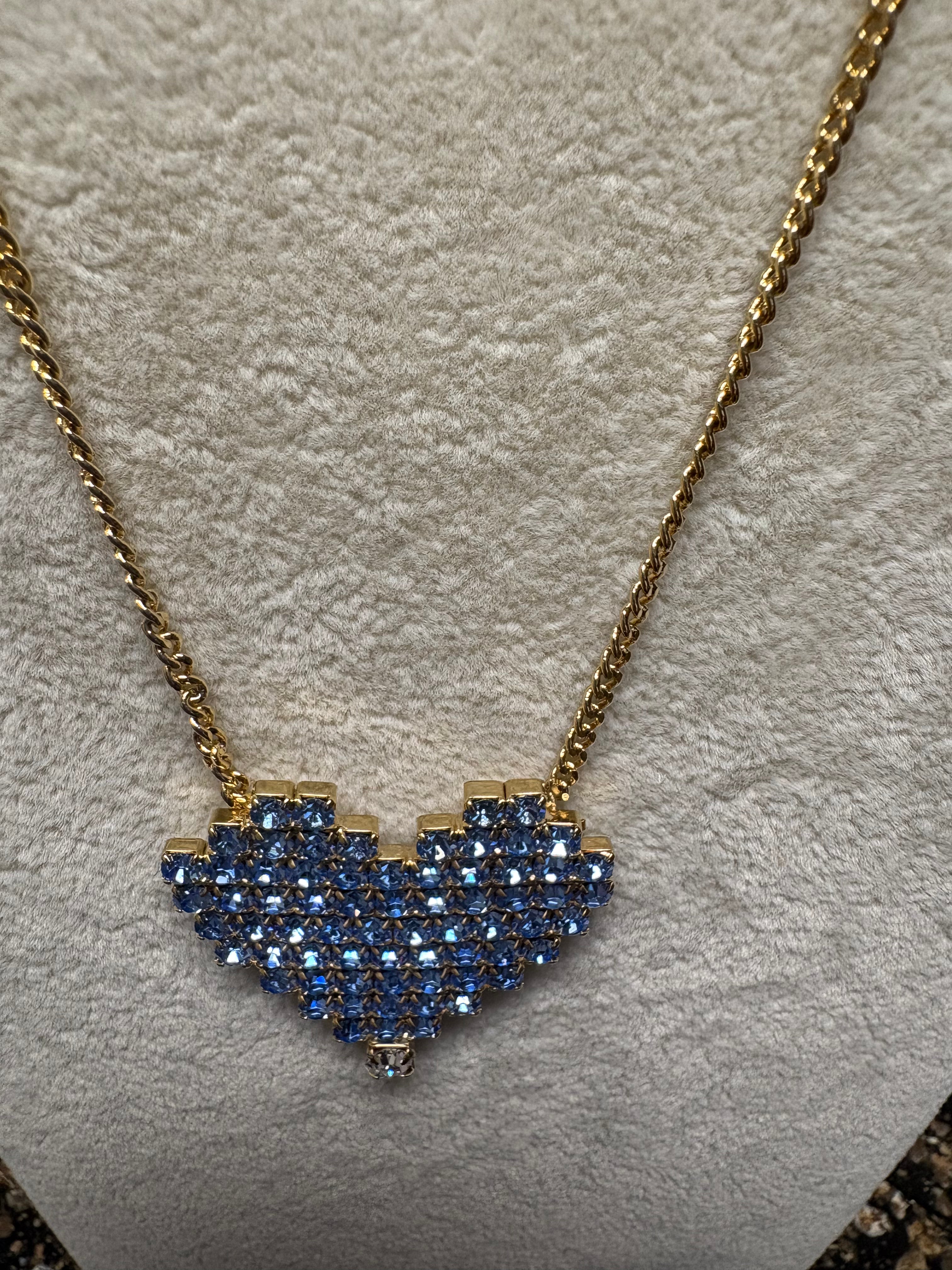 Candy Heart Necklace in Turquoise/Antique Silver - Blue