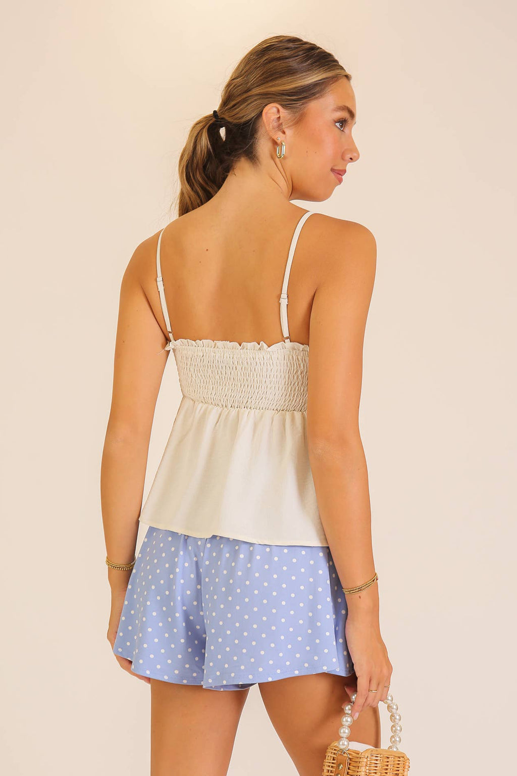 Smocked Back Button Front Cami