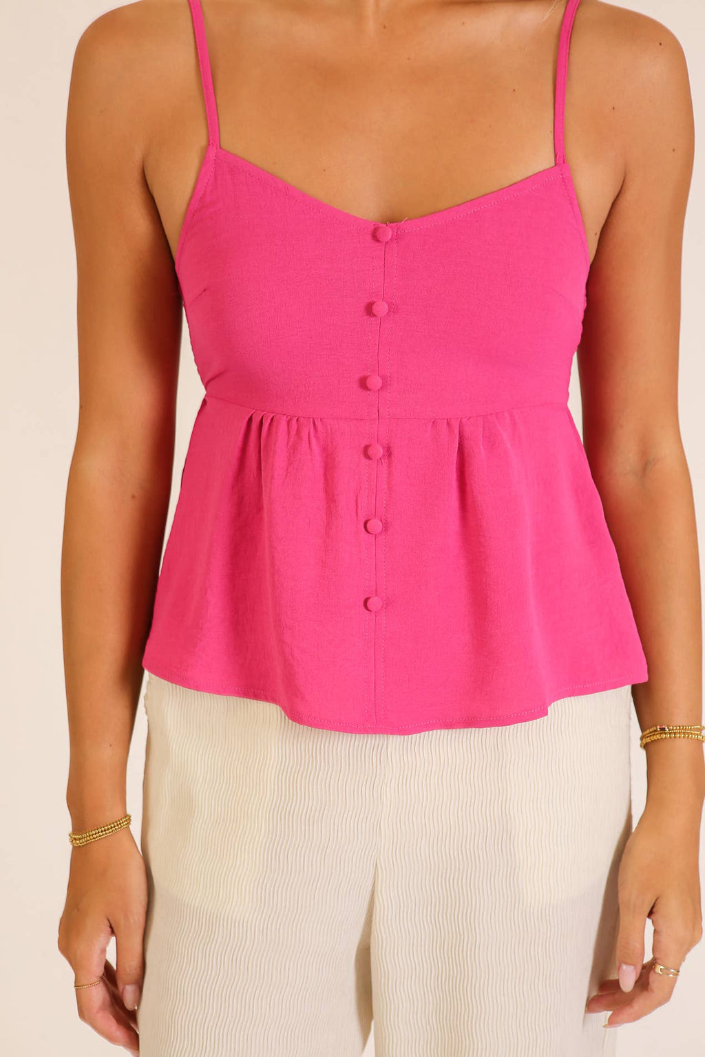 Smocked Back Button Front Cami